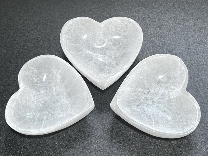 Selenite Crystal Heart Bowl (4 Inch) Carving Gemstone Decor Supply