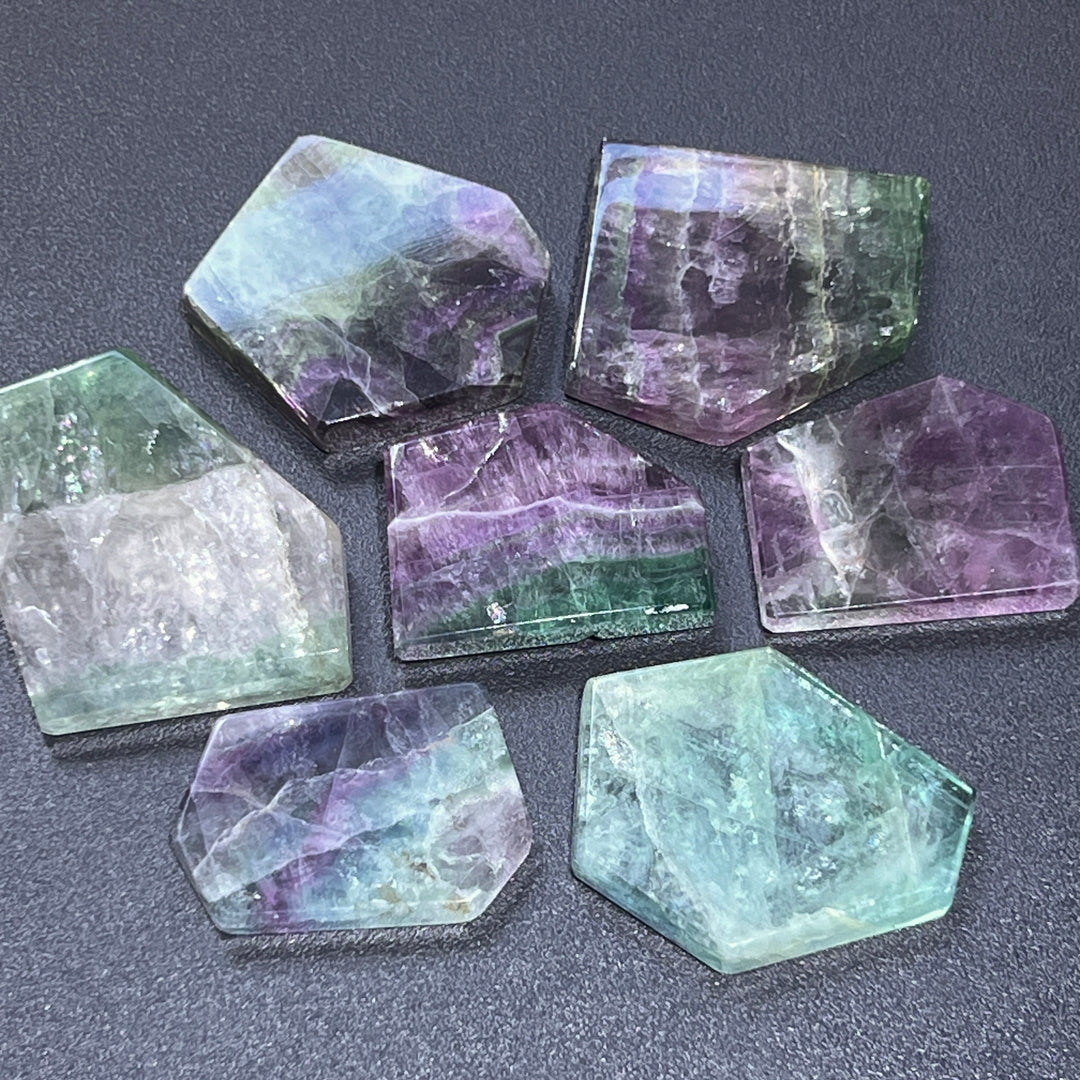 Rainbow Fluorite Crystal Slice Polished Gemstone Slab Tile Carving Decor Supply