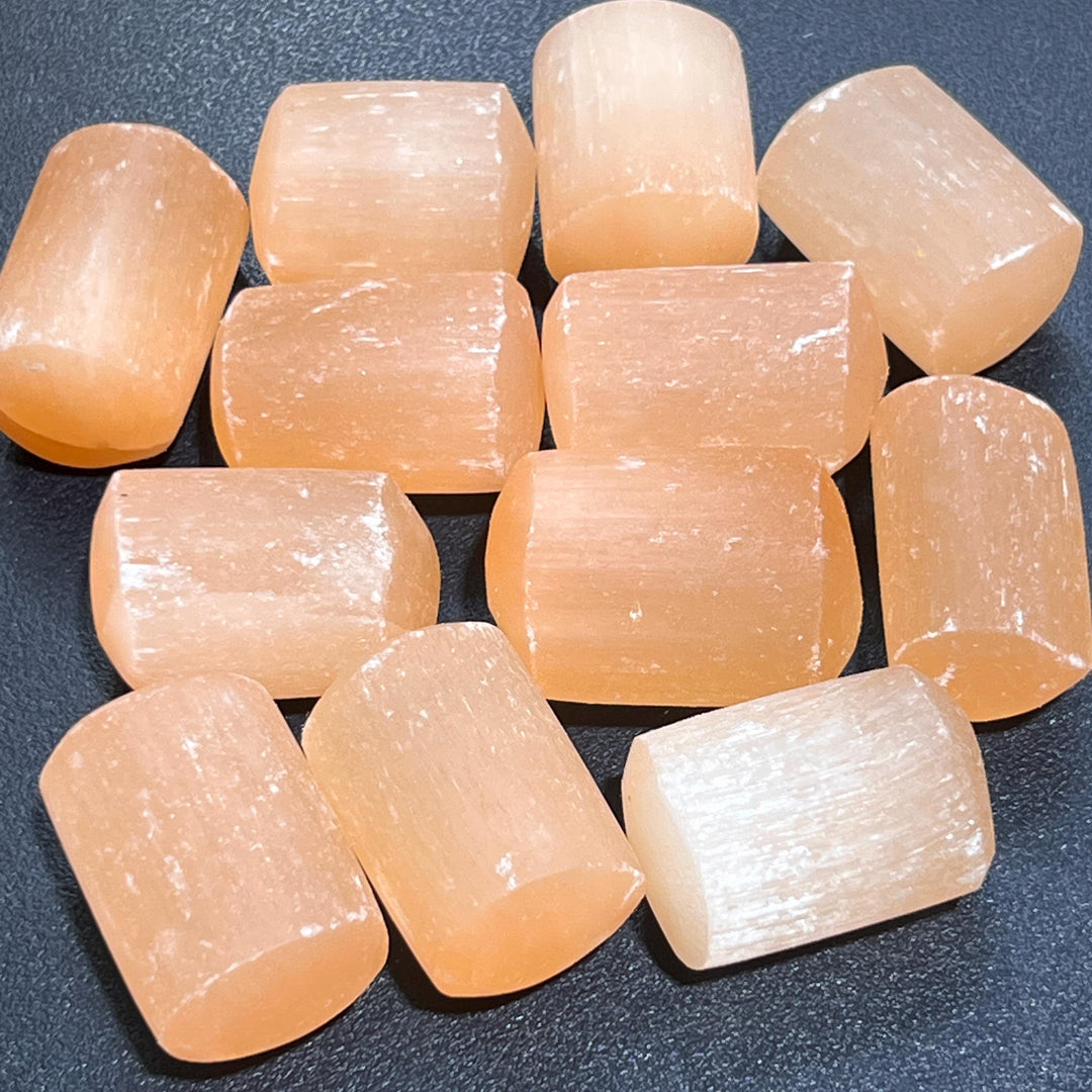 Orange Red Selenite Crystal Tumbled Stones (By The Piece Or Pound) Wholesale