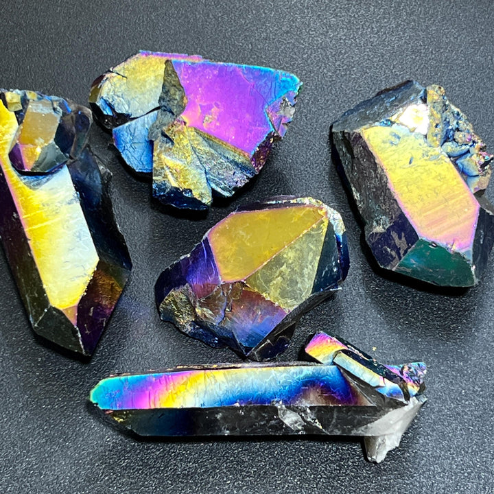 Extra Large Titanium Aura Quartz Crystal Clusters And Rough Raw Points