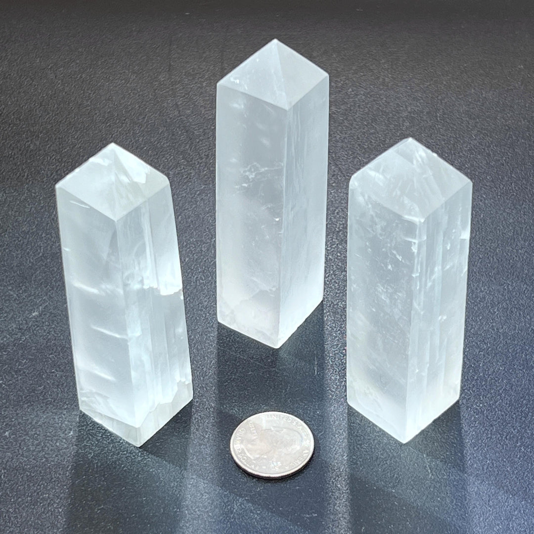 Clear Selenite Crystal Standing Tower Obelisk Carving Gemstone Home Decor Supply