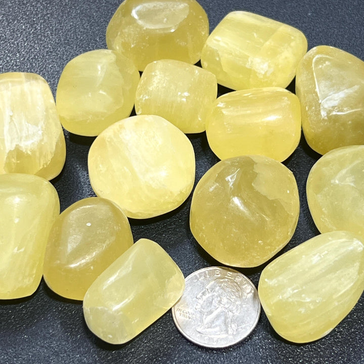 Lemon Yellow Calcite Tumbled Stones (By The Piece Or Pound) Bulk Wholesale