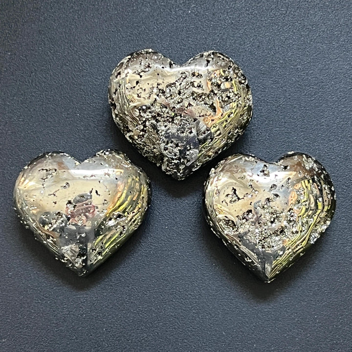 Large Iron Pyrite Druzy Crystal Puffy Heart Polished Carving Wholesale Fools Gold