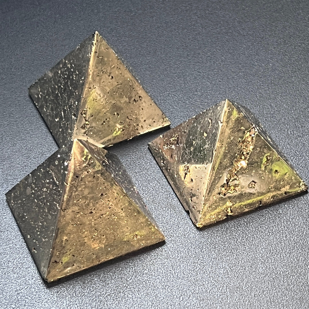 Iron Pyrite Pyramid Crystal Druzy Carving Polished Fools Gold