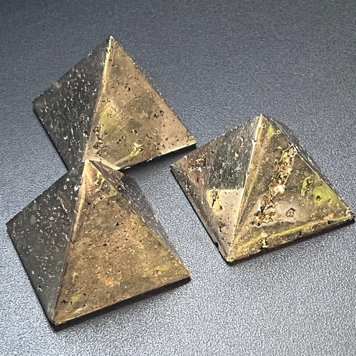 Iron Pyrite Pyramid Crystal Druzy Carving Polished Fools Gold