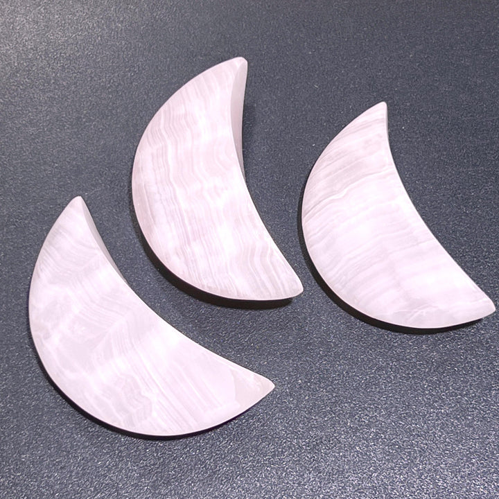 Pink Mangano Calcite Crystal Crescent Moon Carving (UV Reactive) Wholesale