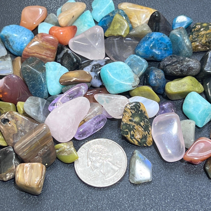 Madagascar Small Tumbled Stone Mix (By The Ounce Or Pound) Apatite Rose Quartz Labradorite Amazonite Amethyst