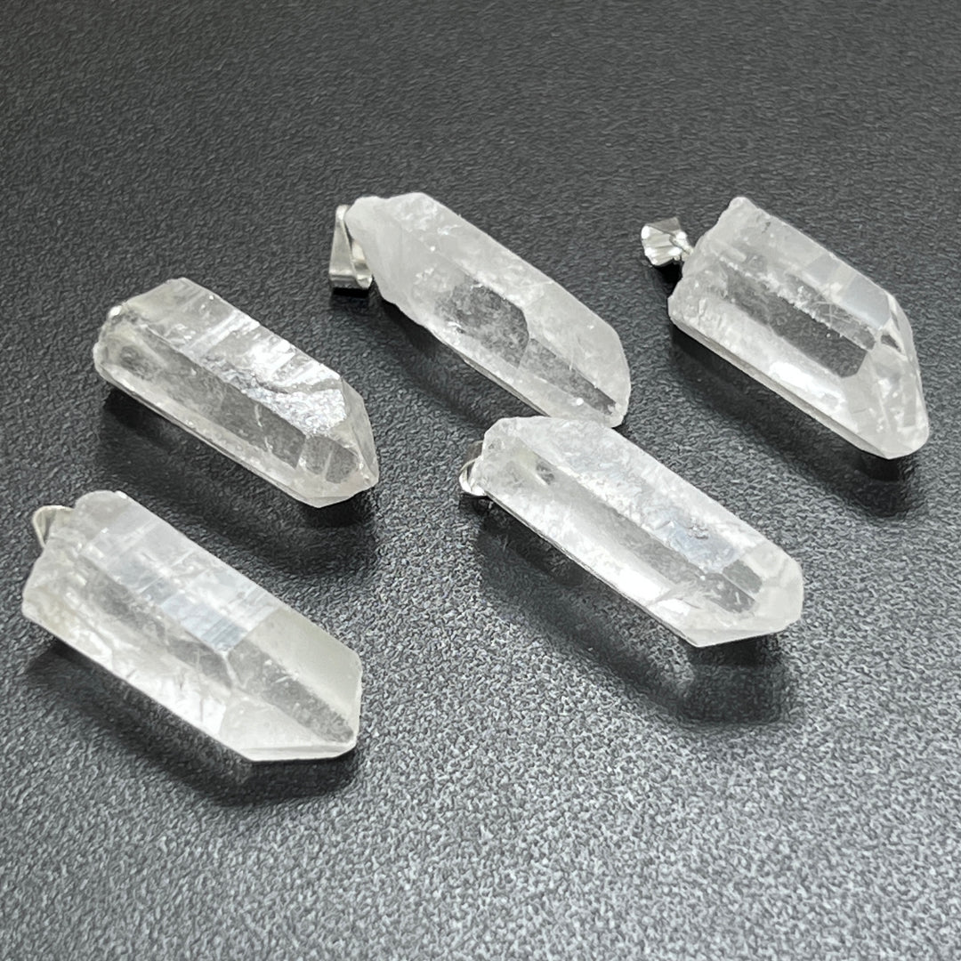Raw Quartz Crystal Pendant Point Pendant Silver Necklace Charm Gemstone