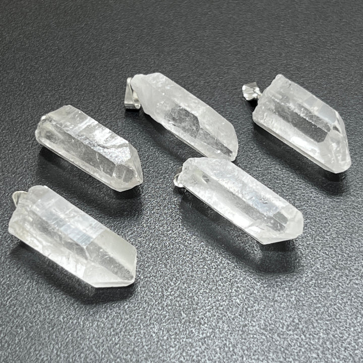 Raw Quartz Crystal Pendant Point Pendant Silver Necklace Charm Gemstone