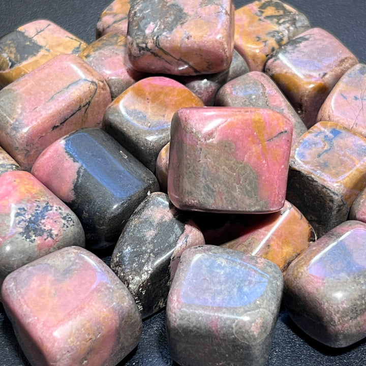 Pink Rhodonite B-Grade Tumbled (1/2 lb)(8 oz) Bulk Wholesale Lot Half Pound Polished Gemstones