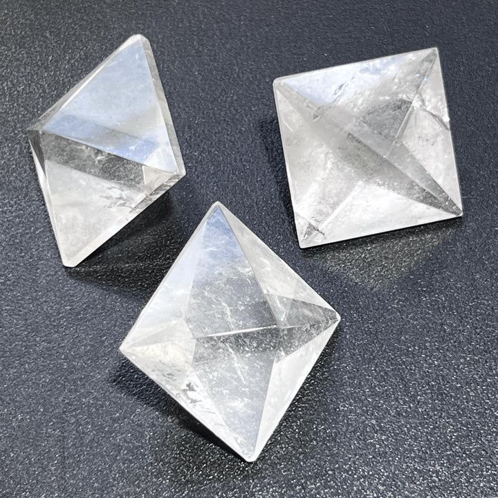 Quartz Octahedron Crystals Faceted Gemstone Carving