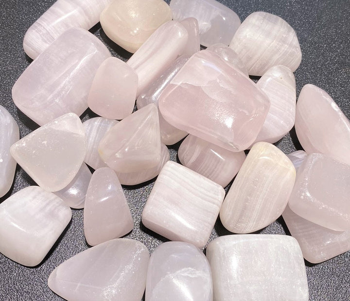 Pink Mangano Calcite Tumbled (UV Reactive)(1/2 lb)(8 oz) Bulk Wholesale Lot Half Pound Polished Natural Gemstones
