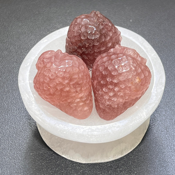 Strawberry Quartz Crystal Fruit Carving Gemstone Decor Supply