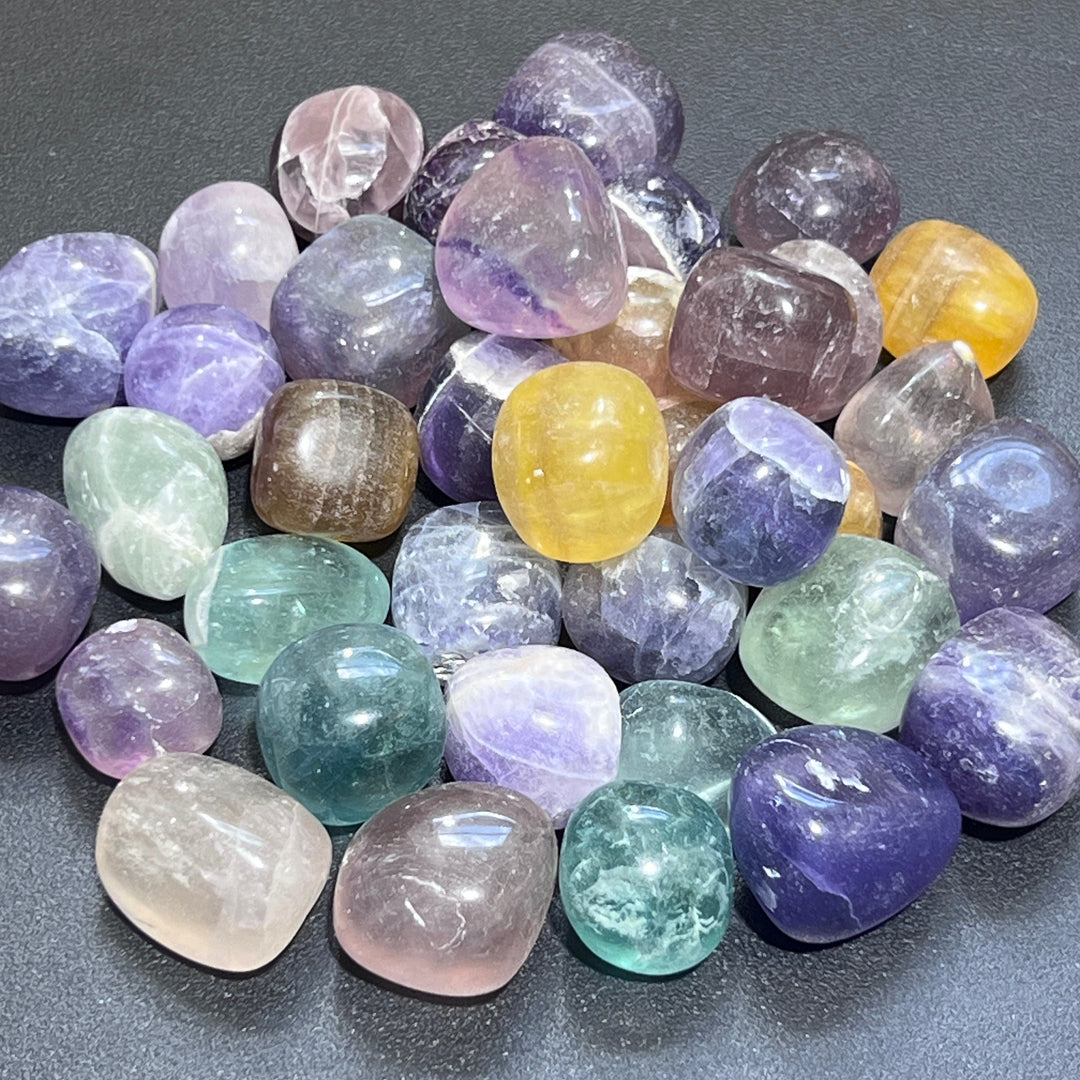Fluorite Crystal B-Grade Tumbled (1 LB) One Pound Bulk Wholesale Lot Polished Gemstones