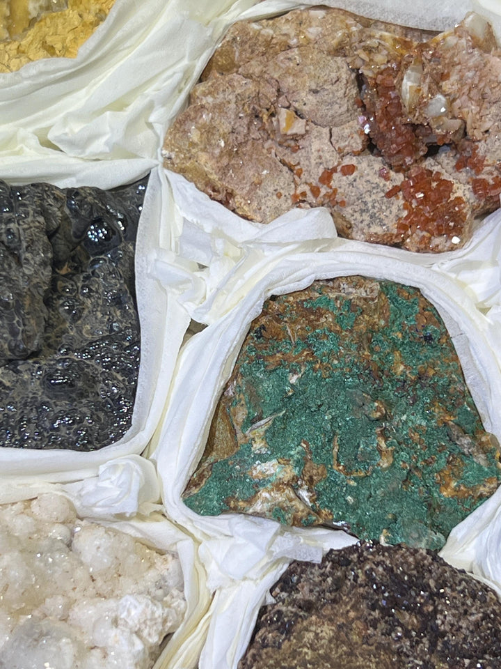 Morocco Mixed Minerals Crystal Druzy Collection Large Boxed Flat Wholesale