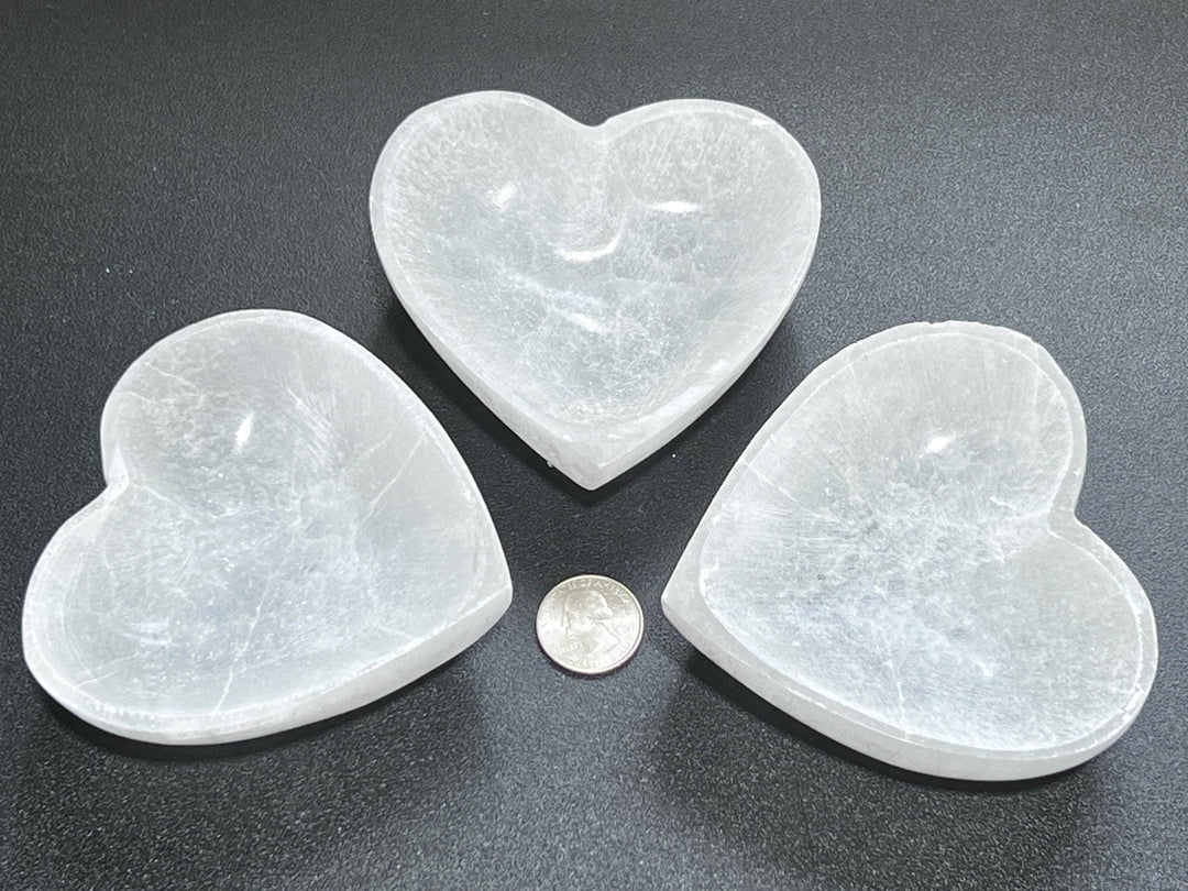 Selenite Crystal Heart Bowl (4 Inch) Carving Gemstone Decor Supply