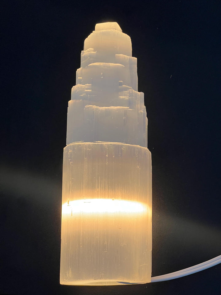 Super Large Selenite Crystal Tower Lamp Standing Display