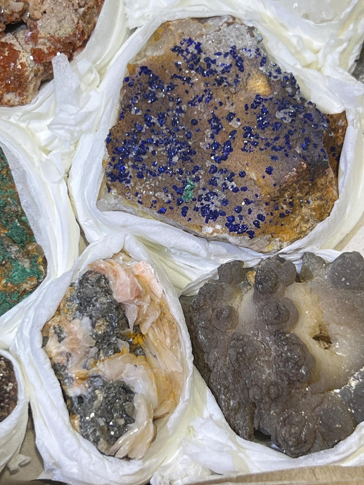 Morocco Mixed Minerals Crystal Druzy Collection Large Boxed Flat Wholesale