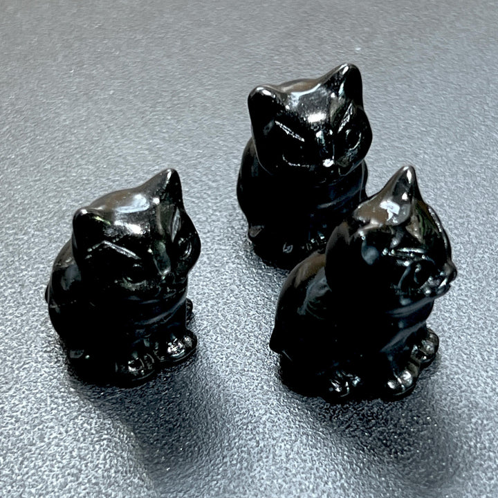 Small Black Obsidian Cat Kitten Carving Wholesale