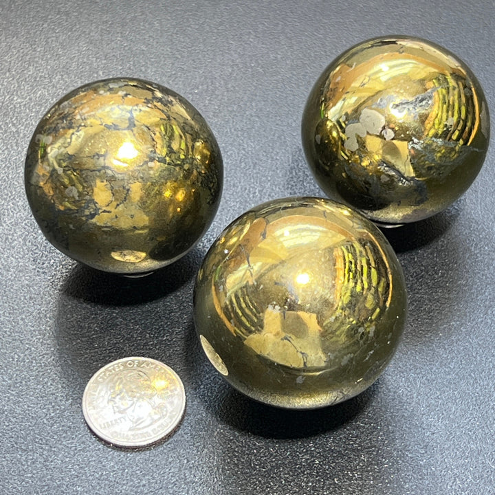 Golden Chalcopyrite Sphere Polished Crystal Orb Polished Shiny Gold Carving Gemstone Decor Supply