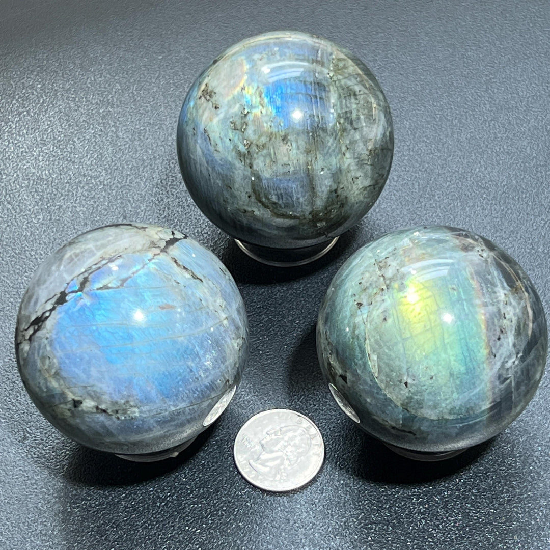 Flashy Labradorite Spheres (50-60mm) Wholesale Carving