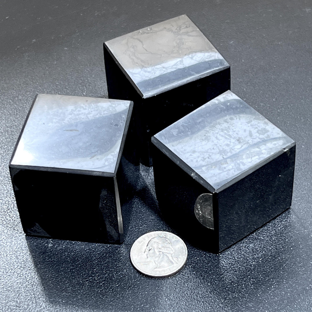 Black Shungite Cube Block Gemstone Decor Supply