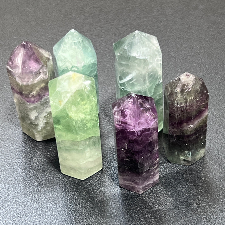 Rainbow Fluorite Crystal Point Tower Standing Obelisk Gemstone Decor