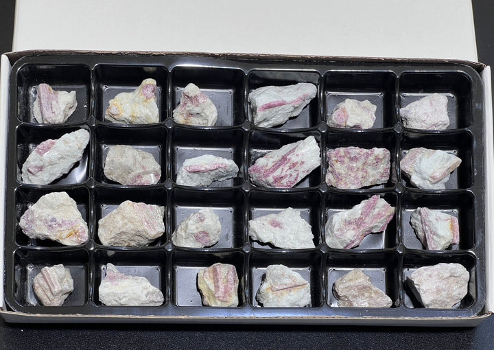 Pink Tourmaline Crystals (24 Pcs) Box Flat Bulk Wholesale Lot Rough Raw Stones Gemstones