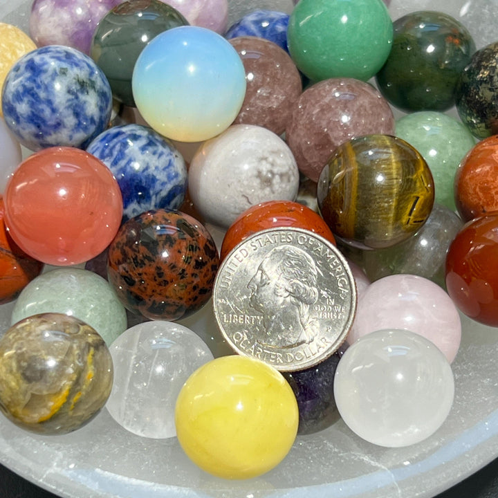 Mixed Crystal Spheres Small Marble Size (20mm) Gemstone Carving Decor