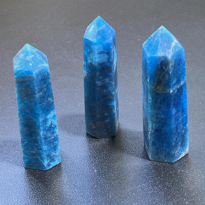 Extra Quality Premium Blue Apatite Standing Tower Point Crystal Obelisk Carvings