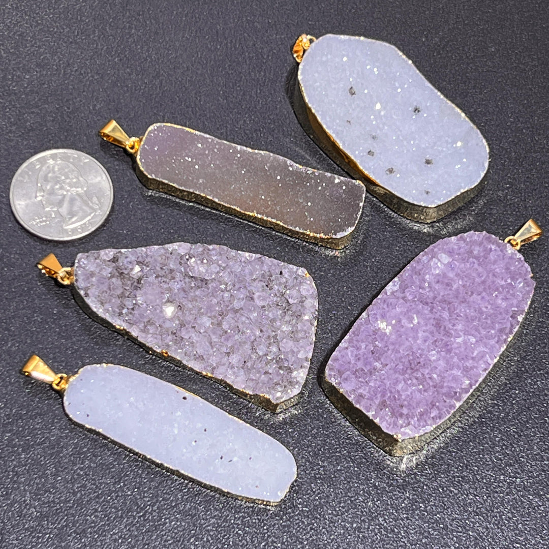 Large Druzy Crystal Statement Pendants (Gold Plated) Wholesale