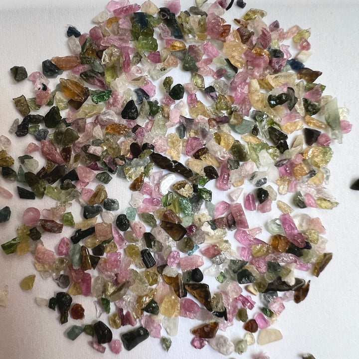 Bicolored Multicolored Tourmaline Crystal Chips (1 LB) Confetti Small Tiny Crystal Gemstones Green Blue Black Watermelon