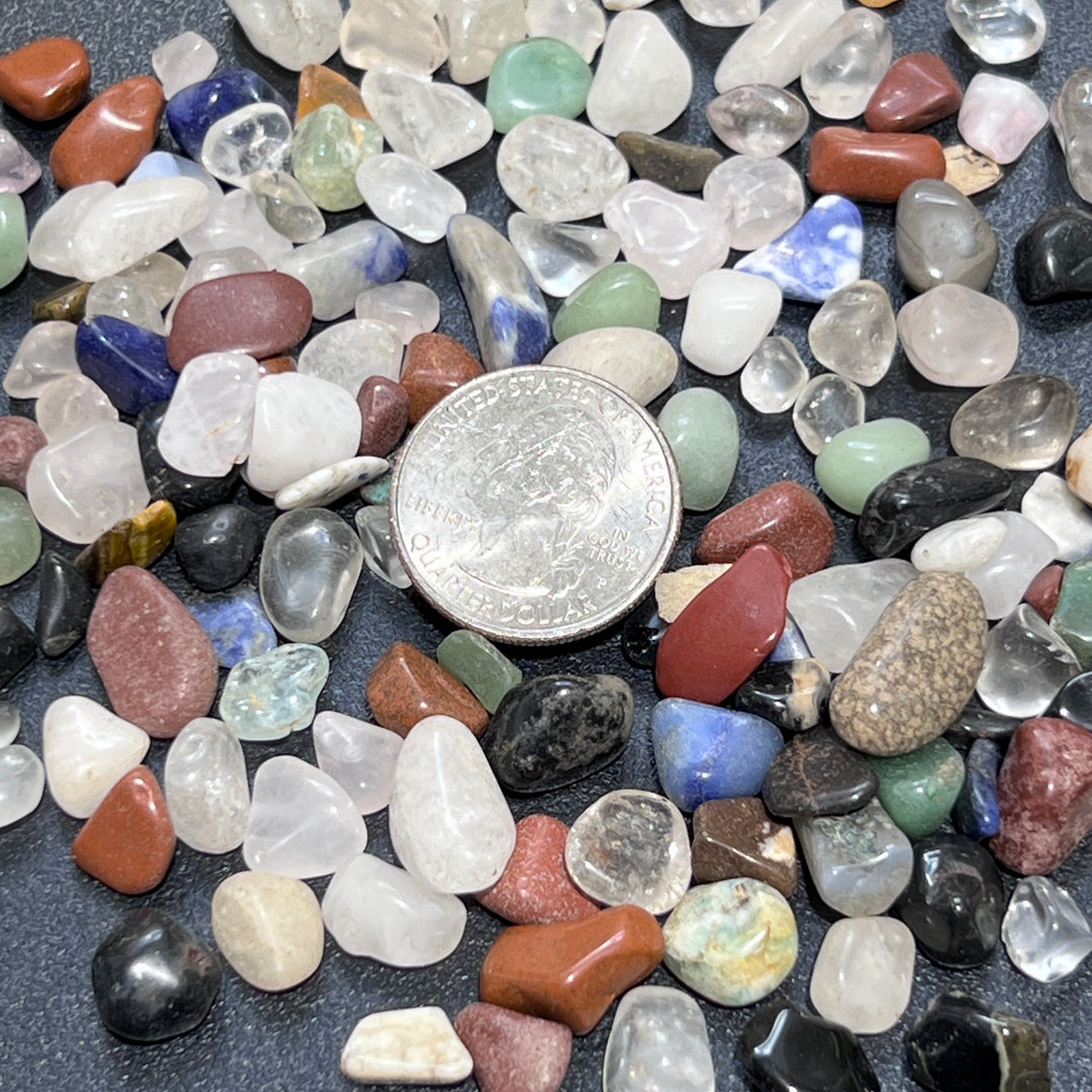 Tumbled Stone Mix Small Crystal Confetti Style Chips (10-15mm)(1/2 lb)(8 oz) Half Pound Bulk Wholesale Lot Raw Gemstones