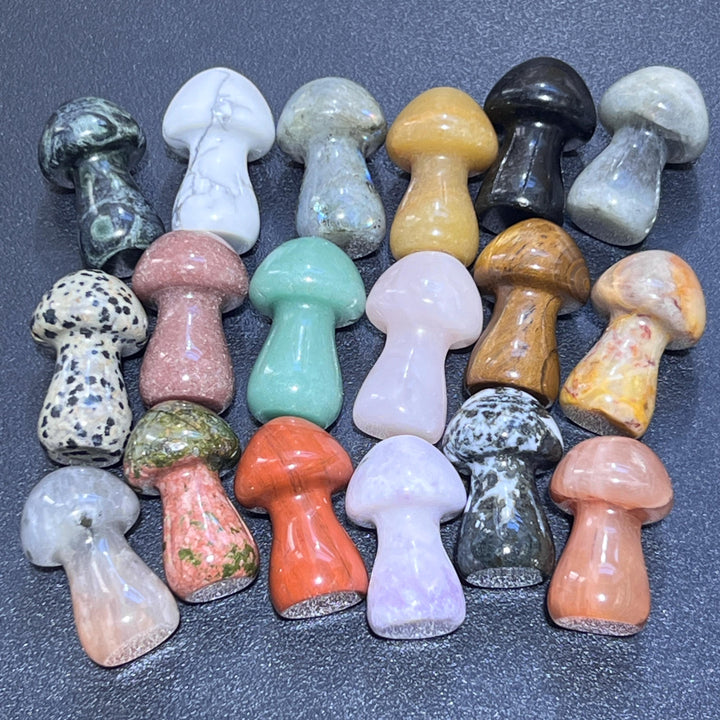 Mixed Crystal Mushrooms Gemstone Carving Decor Bulk Wholesale