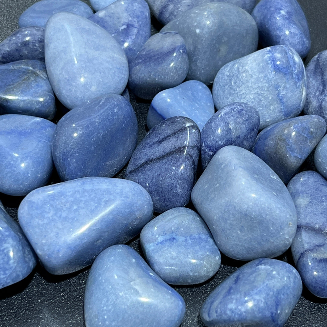 Blue Quartz Tumbled (3 Pcs) Polished Natural Gemstones Healing Crystals And Stones