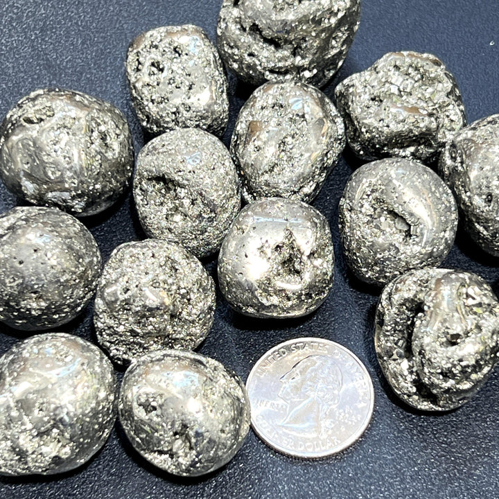 Golden Iron Pyrite Crystal Tumbled Stones (By The Piece or Pound) Fools Gold Wholesale