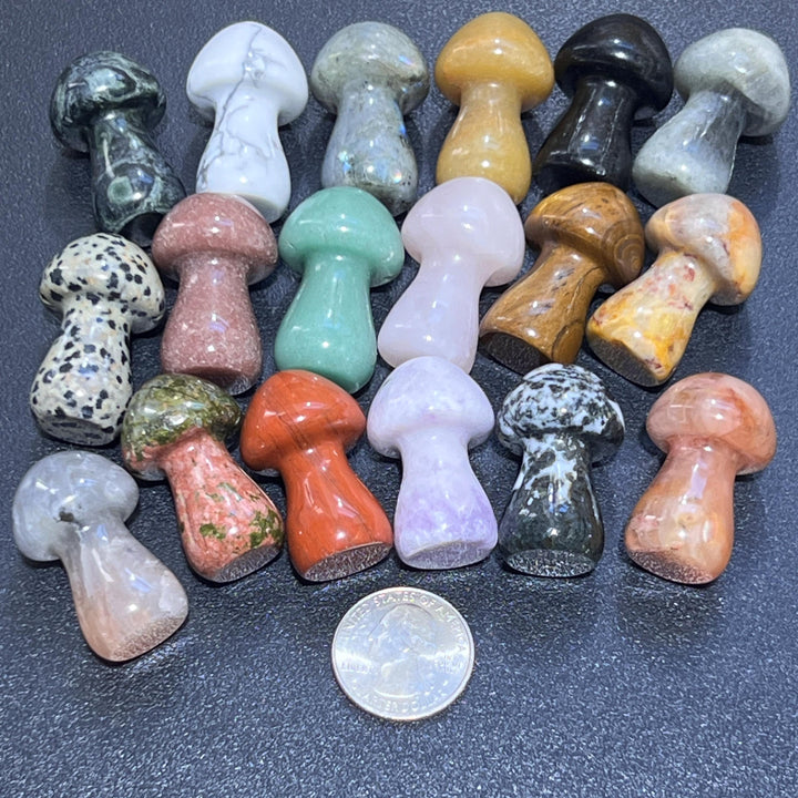 Mixed Crystal Mushrooms Gemstone Carving Decor Bulk Wholesale