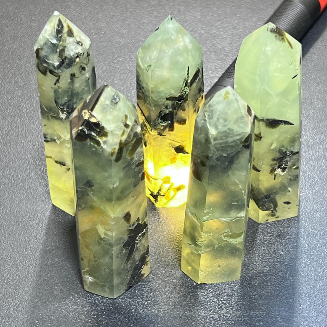 Prehnite Standing Crystal Point Towers Obelisks Bulk Wholesale Polished Gemstones