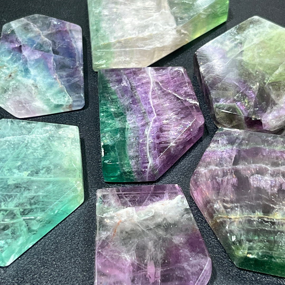 Rainbow Fluorite Crystal Slice Polished Gemstone Slab Tile Carving Decor Supply