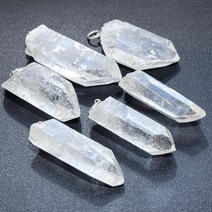 Raw Quartz Crystal Pendant Large Rough Clear Point Necklace