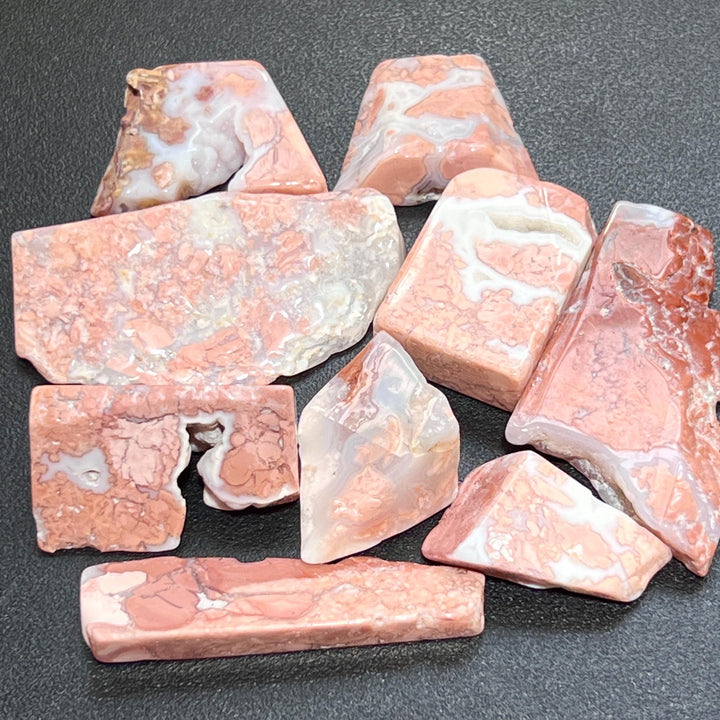 Pink Peach Petal Agate Polished Freeform Shapes (By The Piece Or Pound) Slices Bulk Carving Wholesale