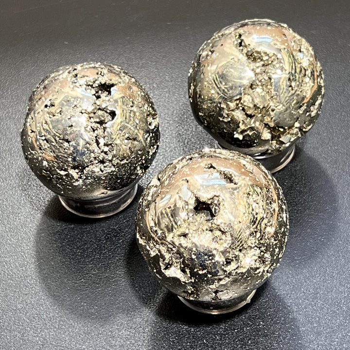 Golden Pyrite Crystal Druzy Sphere Fools Gold Polished Carving Wholesale