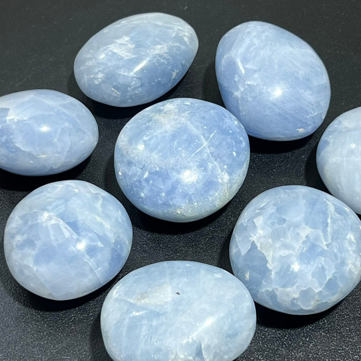 Blue Calcite Large Freeform Palm Stones (2-3 Inches) Polished Carving Gemstones