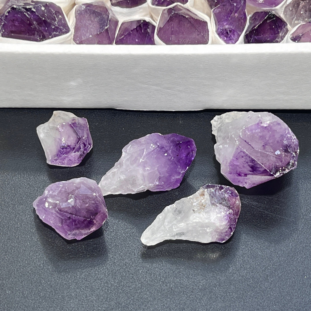 Large Dark Amethyst Crystal Points Boxed Flat Extra Quality Wholesale Crystal Supply