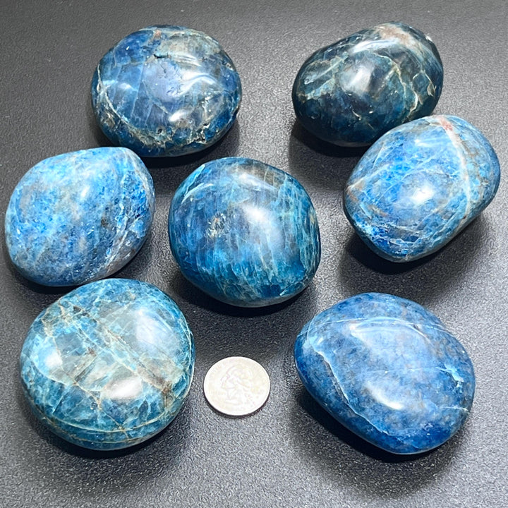 Blue Apatite Large Freeform Palm Stones (2.5-3 Inches) Polished Carving Gemstones