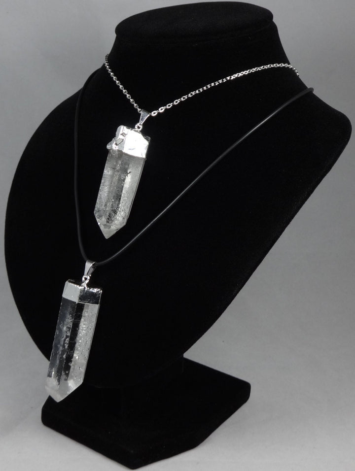 Quartz Crystal Point Pendant Large (1.5-2.0 Inches)(Silver Plated) Jewelry Necklace Supply