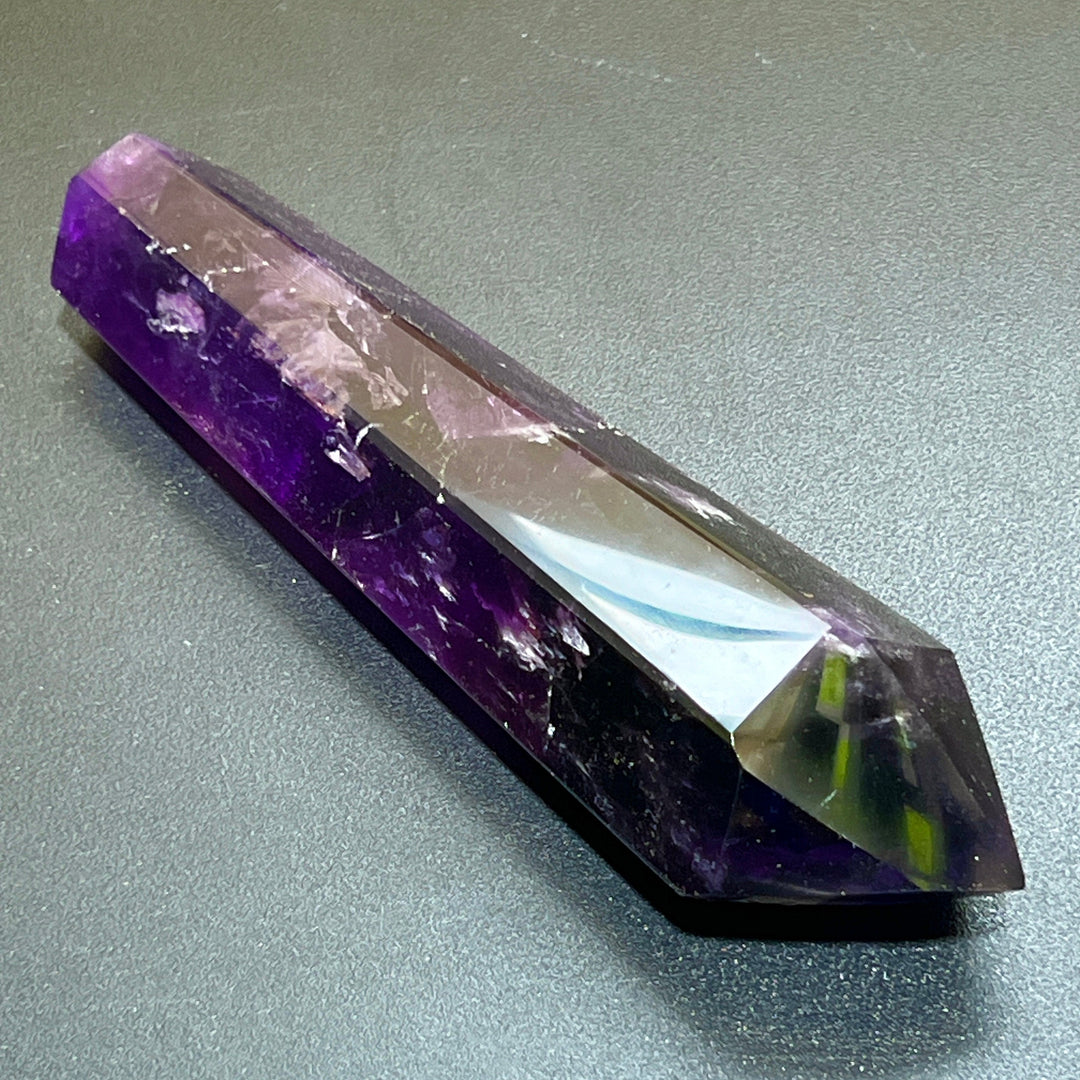 Dark Amethyst Crystal Sceptor (6.5 Inches) Extra Large Faceted Crystal Staff Wand