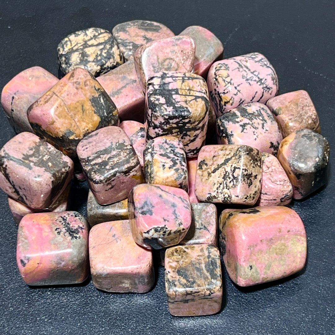 Pink Rhodonite B-Grade Tumbled (1/2 lb)(8 oz) Bulk Wholesale Lot Half Pound Polished Gemstones