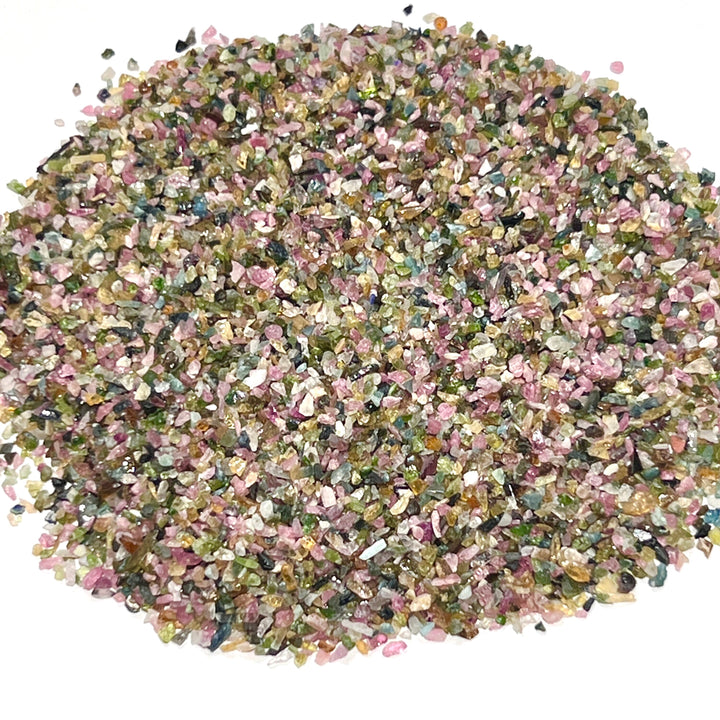 Bicolored Multicolored Tourmaline Crystal Chips (1 LB) Confetti Small Tiny Crystal Gemstones Green Blue Black Watermelon