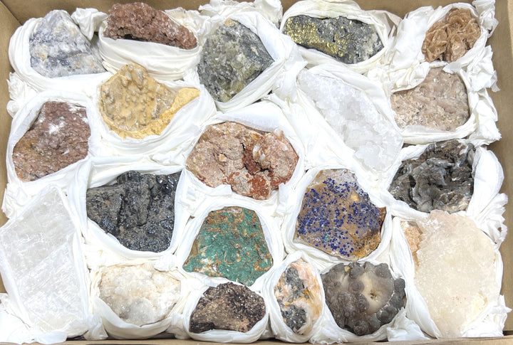 Morocco Mixed Minerals Crystal Druzy Collection Large Boxed Flat Wholesale